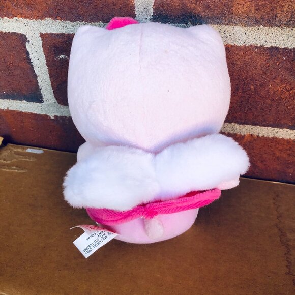 2011 Cupid Hello Kitty TY Beanie Baby Plush Sanrio Pink Heart Bow 6” - Picture 2 of 3